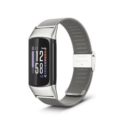 Milanese Fitbit Charge 6 Band Replacement Quick Release Silver Steel  