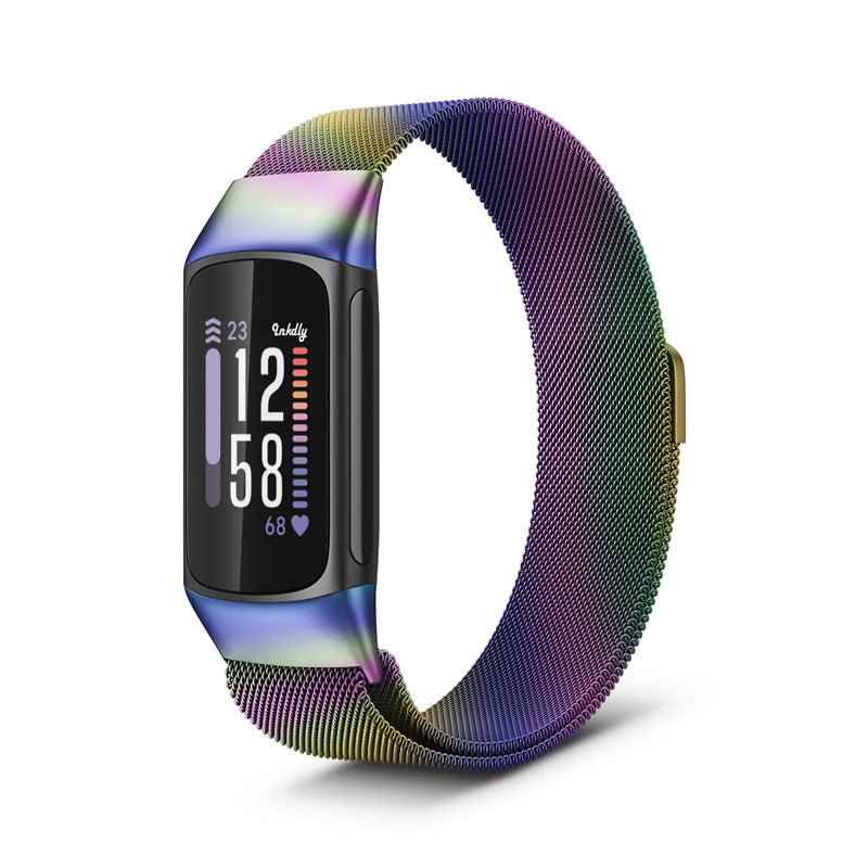 Milanese Fitbit Charge 6 Band Replacement Magnetic Lock Iridescent  