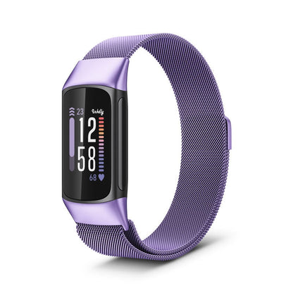 Milanese Fitbit Charge 6 Band Replacement Magnetic Lock Light Purple  