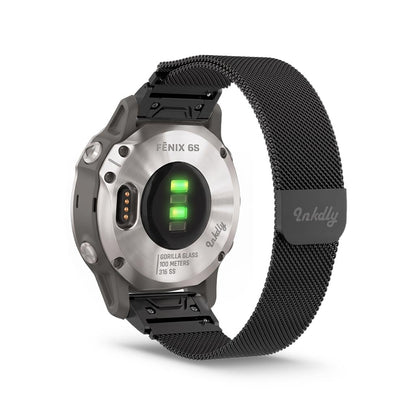 Milanese Garmin Fenix 6S Bands Magnetic Lock Quick Change (20mm) Black Night
