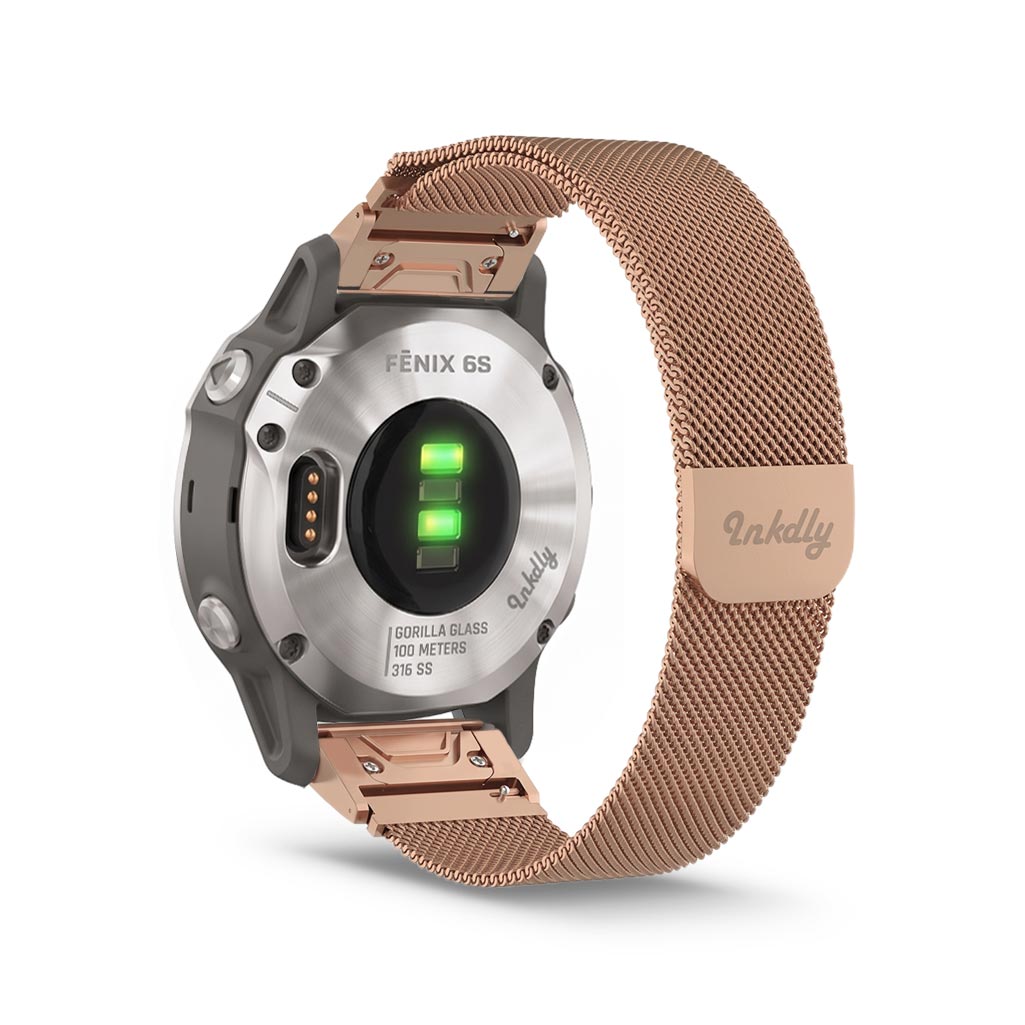 Milanese Garmin Fenix 6S Bands Magnetic Lock Quick Change (20mm) Rose Gold