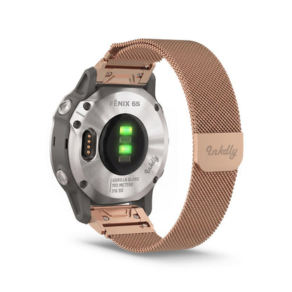 Milanese Garmin Fenix 6S Bands Magnetic Lock Quick Change (20mm) Rose Gold