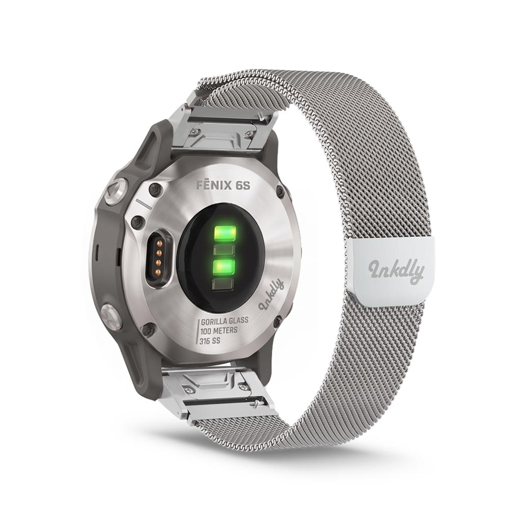 Milanese Garmin Fenix 6S Bands Magnetic Lock Quick Change (20mm) Silver Steel