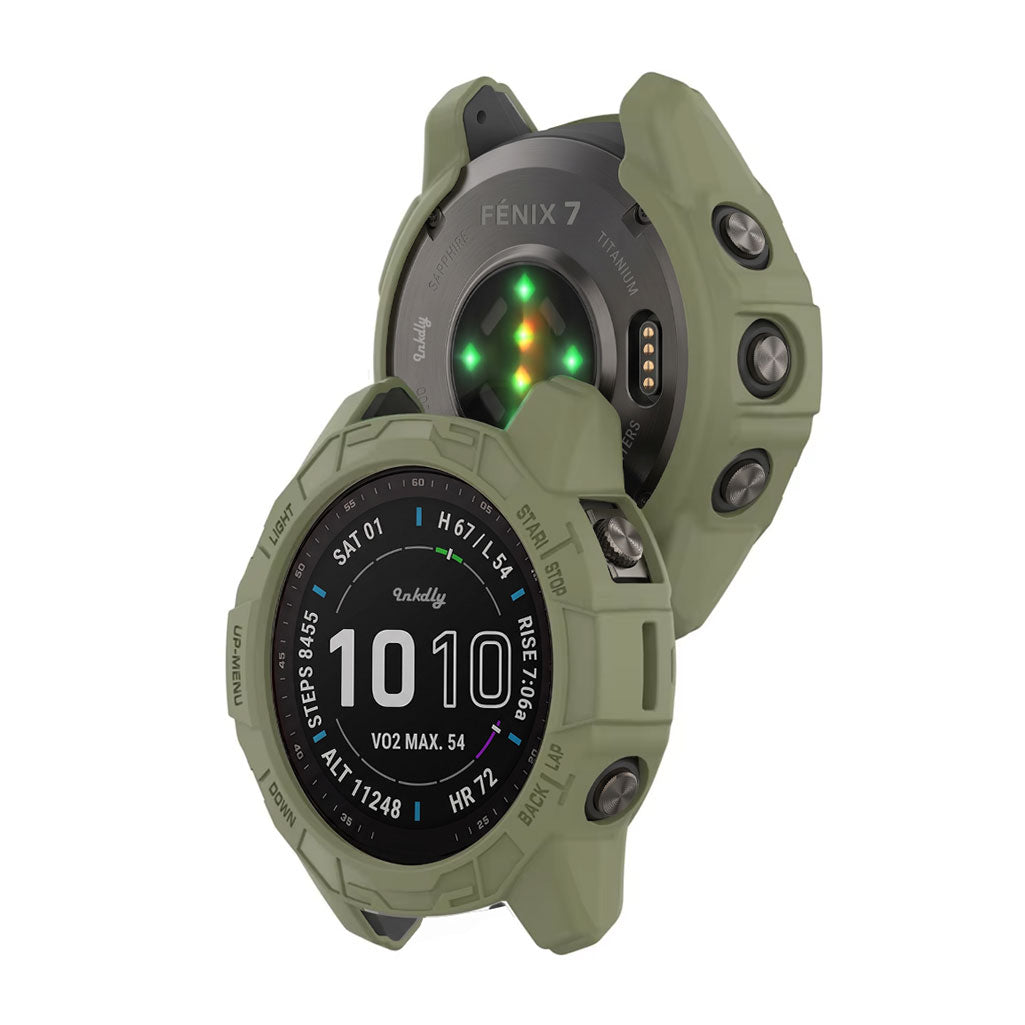 Rugged Garmin Fenix 7 Protective Cover Case Pine Needle Green