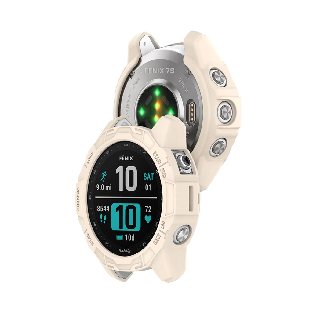 Rugged Garmin Fenix 7S Protective Cover Case Starlight