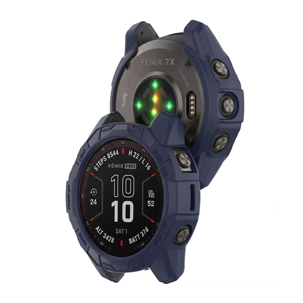 Rugged Garmin Fenix 7X Protective Cover Case Midnight Blue