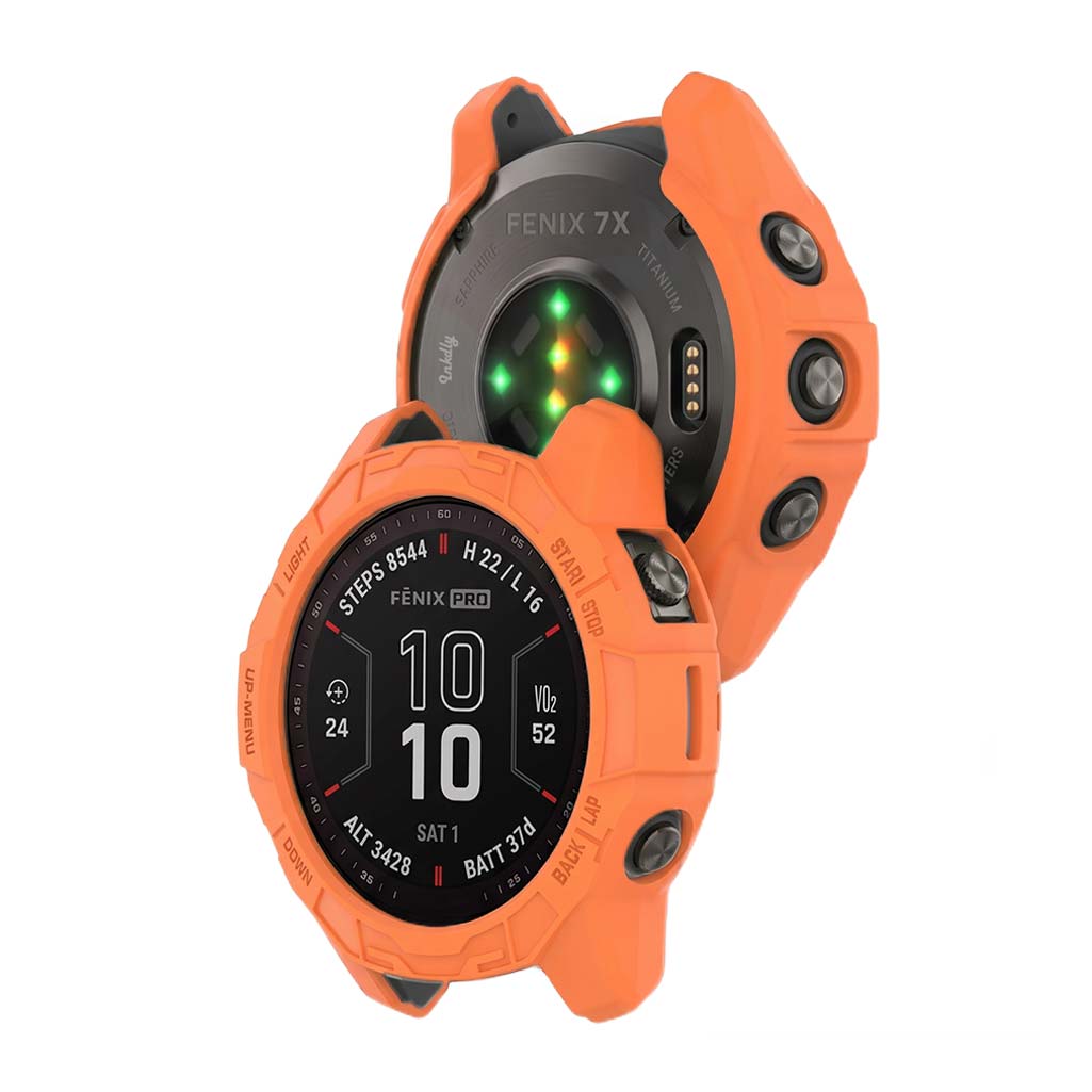 Rugged Garmin Fenix 7X Protective Cover Case Orange