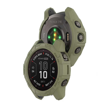 Rugged Garmin Fenix 7X Protective Cover Case Pine Needle Green