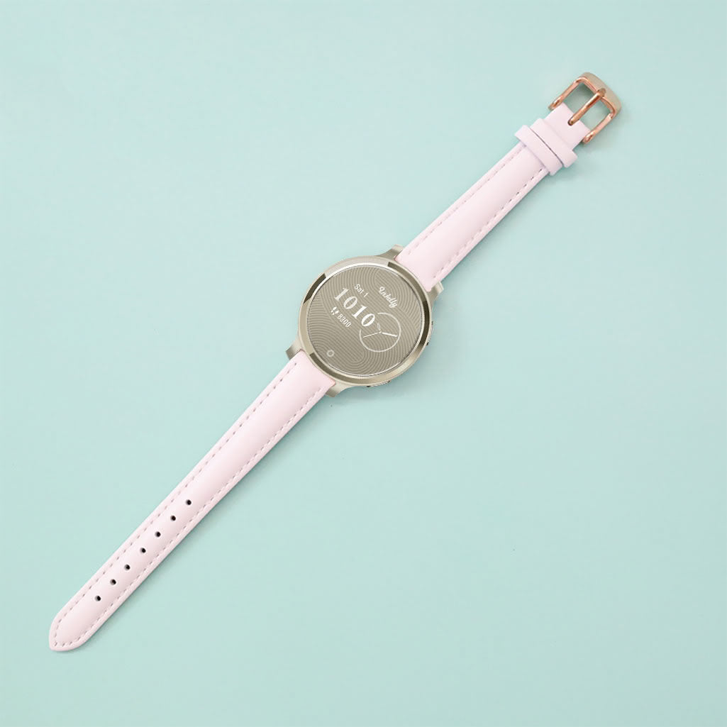 Abbie Leather Garmin Lily 2 Active Bands Replacement Strap (14mm) White + Rose Gold Buckle