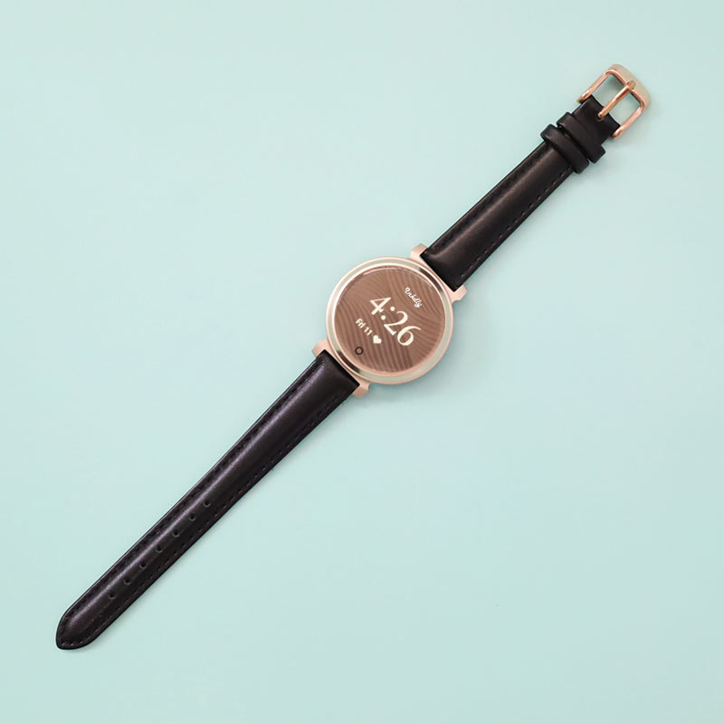 Abbie Leather Garmin Lily 2 Bands Replacement Strap (14mm) Black + Rose Gold Buckle