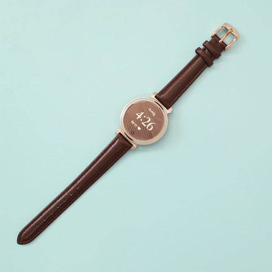 Abbie Leather Garmin Lily 2 Bands Replacement Strap (14mm) Brown + Rose Gold Buckle