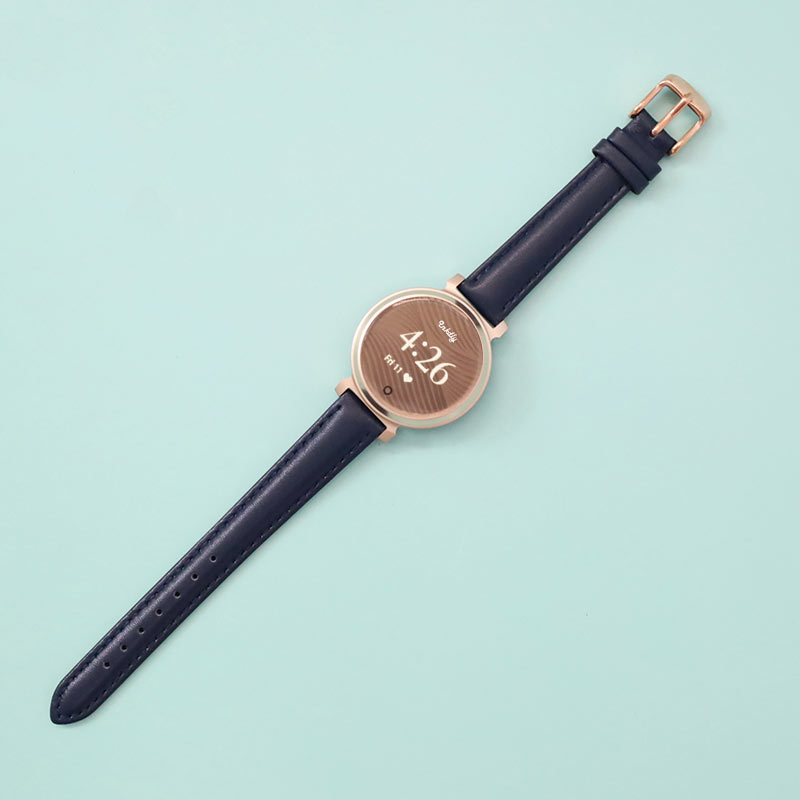 Abbie Leather Garmin Lily 2 Bands Replacement Strap (14mm) Dark Blue + Rose Gold Buckle