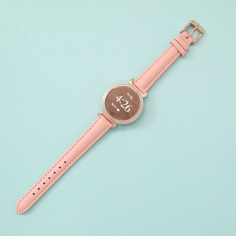 Abbie Leather Garmin Lily 2 Bands Replacement Strap (14mm) Pink + Rose Gold Buckle