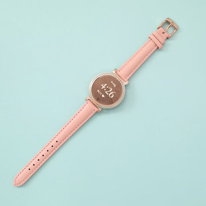 Abbie Leather Garmin Lily 2 Bands Replacement Strap (14mm) Pink + Rose Gold Buckle