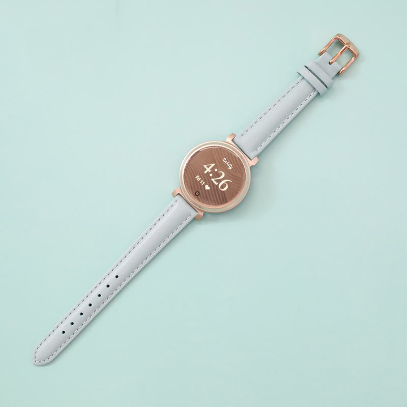 Abbie Leather Garmin Lily 2 Bands Replacement Strap (14mm) Sky Blue + Rose Gold Buckle