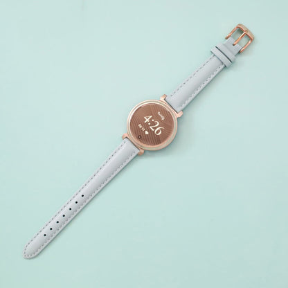 Abbie Leather Garmin Lily 2 Bands Replacement Strap (14mm) Sky Blue + Rose Gold Buckle