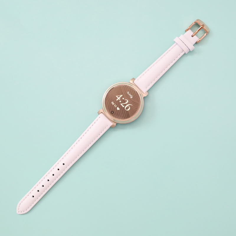 Abbie Leather Garmin Lily 2 Bands Replacement Strap (14mm) White + Rose Gold Buckle