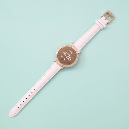 Abbie Leather Garmin Lily 2 Bands Replacement Strap (14mm) White + Rose Gold Buckle