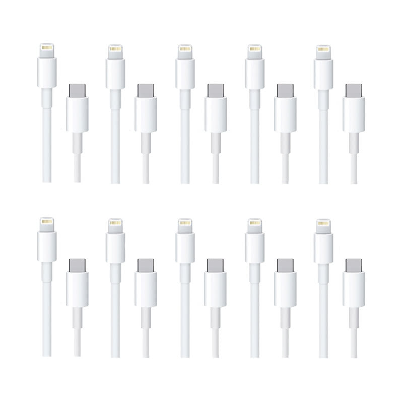 iPhone Charger Cable Replacement Lightning to USB-C 1m (10-Pack)