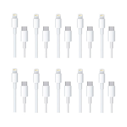 iPhone Charger Cable Replacement Lightning to USB-C 1m (10-Pack)