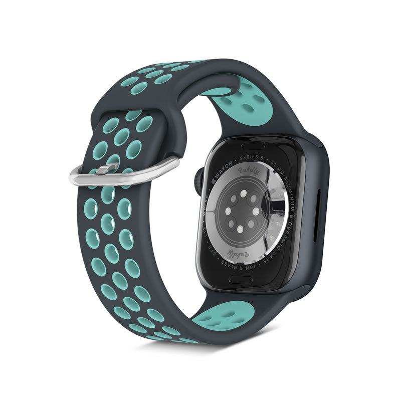 Airvent Apple Watch Band Replacement Straps with Buckle 38mm/40mm/41mm Grey + Teal Vents 