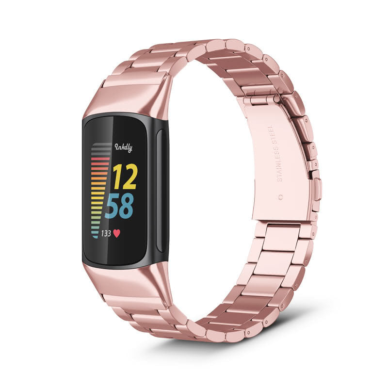 Boss Fitbit Charge 5 Band Replacement Stainless Link Special Edition Rose Gold