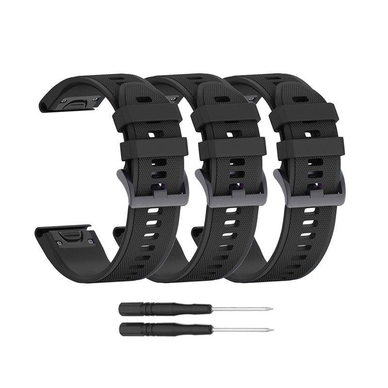 Garmin Band Replacement Straps with Quick Change (22mm) Black (3-Pack)  