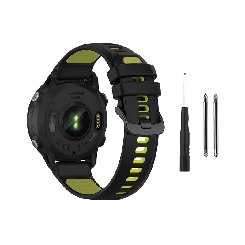 Garmin Forerunner 955 Bands Replacement with Spring Bars (22mm) Black + Lime