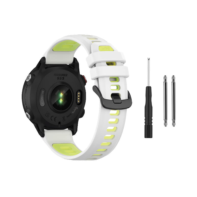 Garmin Forerunner 955 Bands Replacement with Spring Bars (22mm) White + Lime