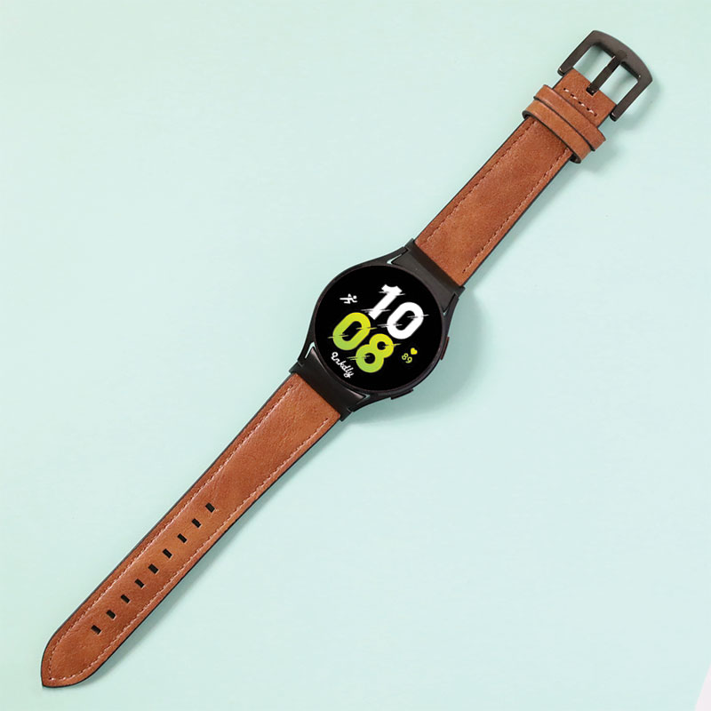 Leather Samsung Galaxy Watch 5 Bands Replacement Light Brown + Black Buckle  