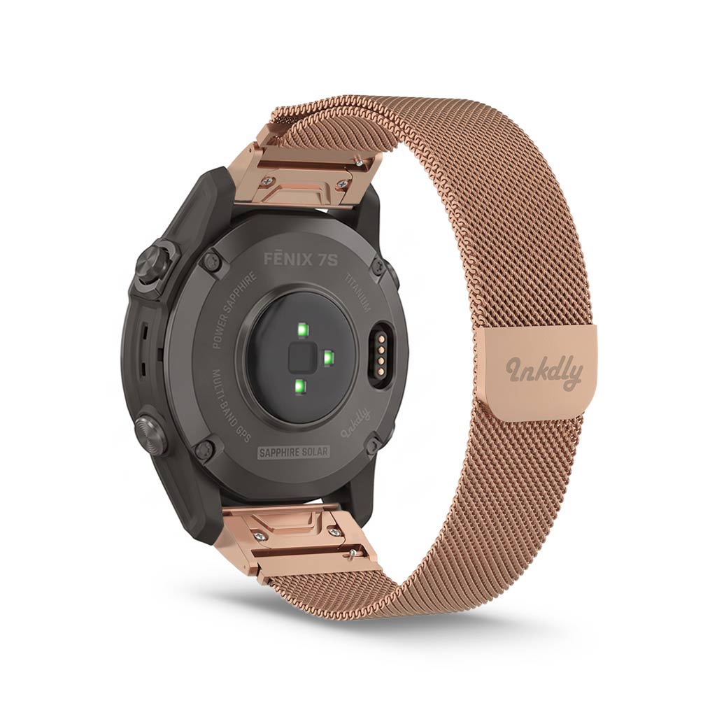 Milanese Garmin Fenix 7S Bands Magnetic Lock Quick Change (20mm) Rose Gold