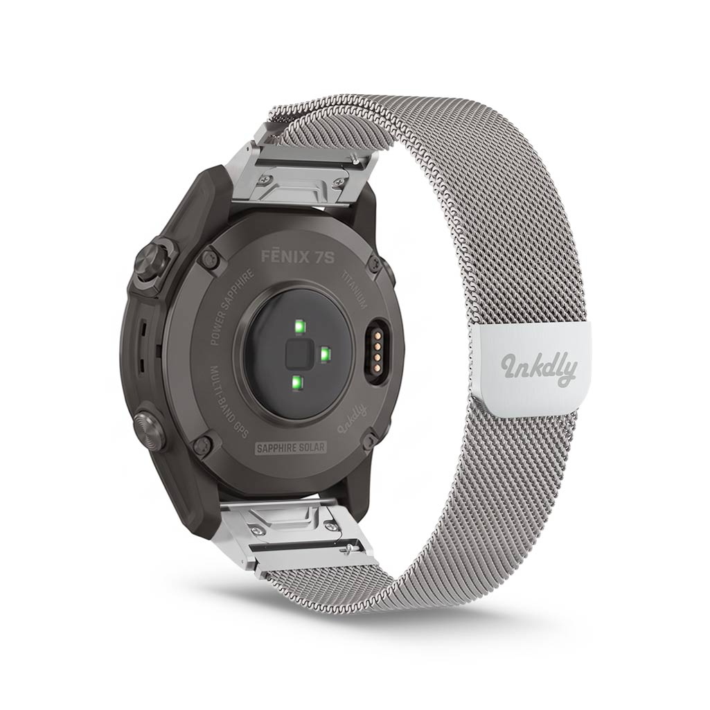 Milanese Garmin Fenix 7S Bands Magnetic Lock Quick Change (20mm) Silver Steel