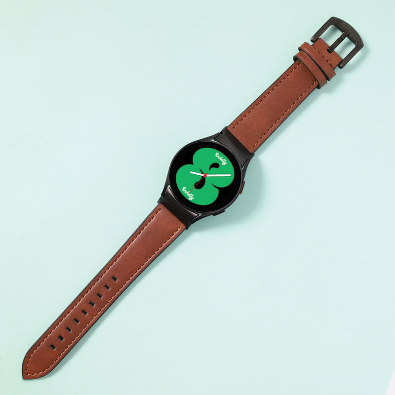 Leather Samsung Galaxy Watch 4 Bands Replacement Brown + Black Buckle  