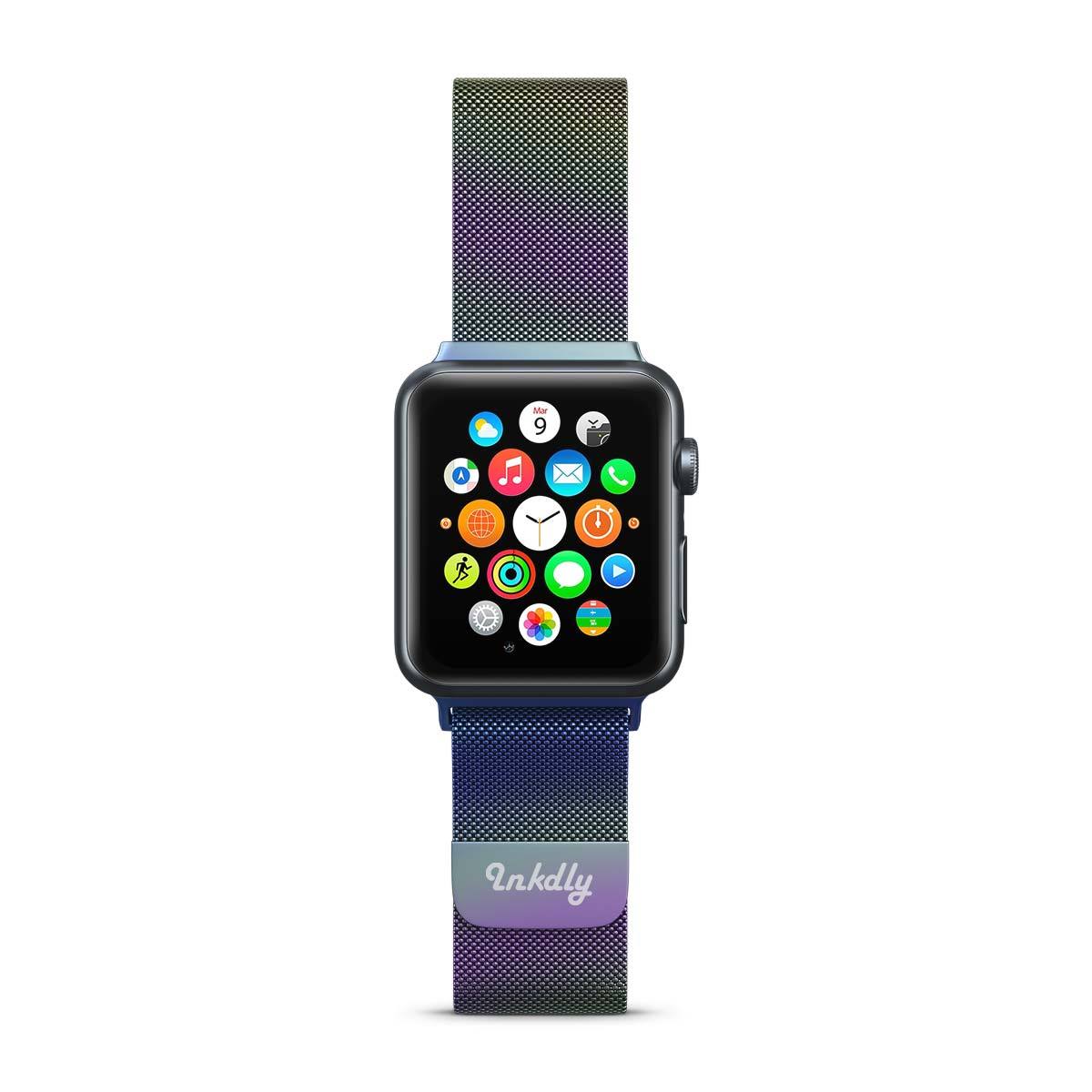 Stainless Milanese Apple Watch Band with Magnetic Lock 38MM/40MM/41MM Iridescent Mesh 