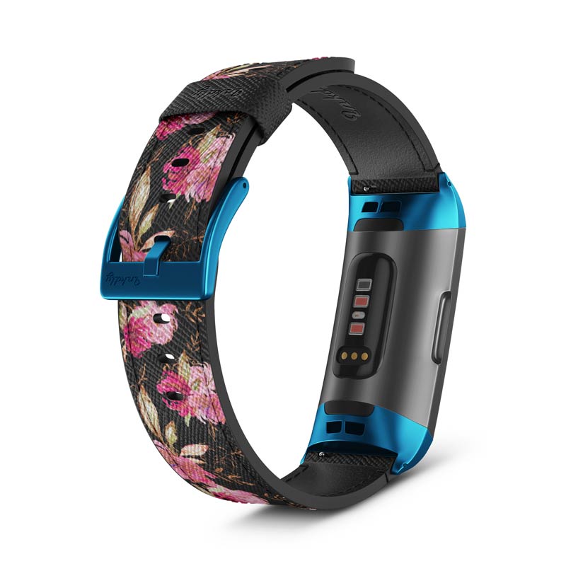 Inkdly Fitbit Charge 3 & Charge 4 Band - Gliterry Spring Small Blue 