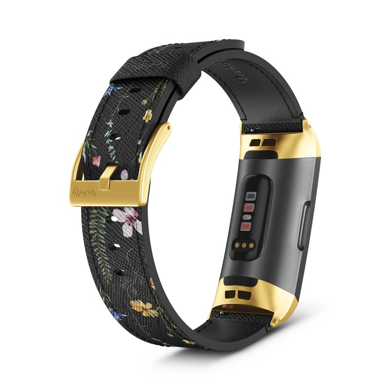 Inkdly Fitbit Charge 3 & Charge 4 Band - Floral Harvest Small Gold 