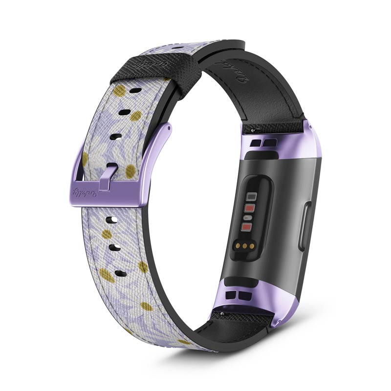 Inkdly Fitbit Charge 3 & Charge 4 Band - Daisy Fields Small Light Purple 