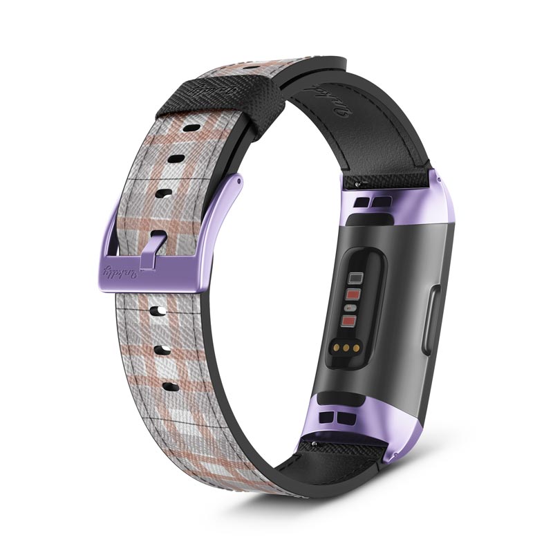 Inkdly Fitbit Charge 3 & Charge 4 Band - Purple Plaids Small Light Purple 
