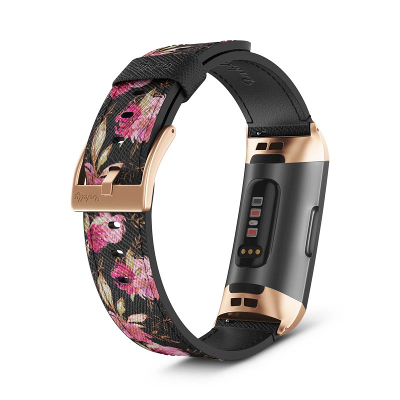 Inkdly Fitbit Charge 3 & Charge 4 Band - Gliterry Spring Small Traditional Rose Gold 