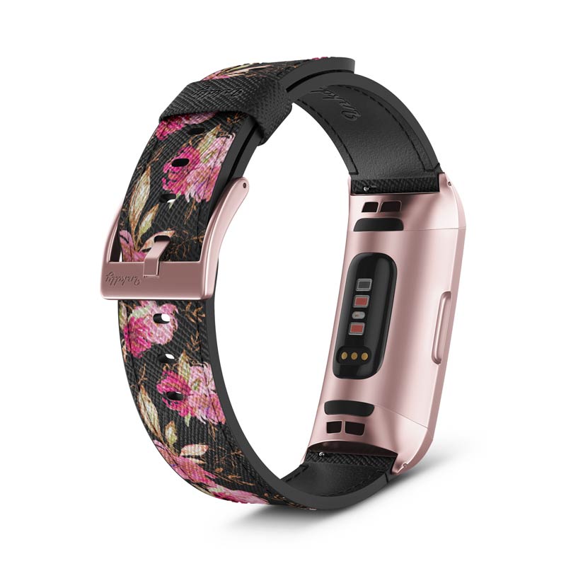 Inkdly Fitbit Charge 3 & Charge 4 Band - Gliterry Spring Small Special Edition Rose Gold 