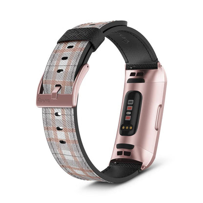 Inkdly Fitbit Charge 3 & Charge 4 Band - Purple Plaids Small Special Edition Rose Gold 