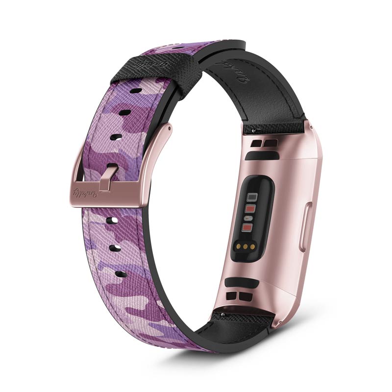 Inkdly Fitbit Charge 3 & Charge 4 Band - Blazing Camouflage Small Special Edition Rose Gold 