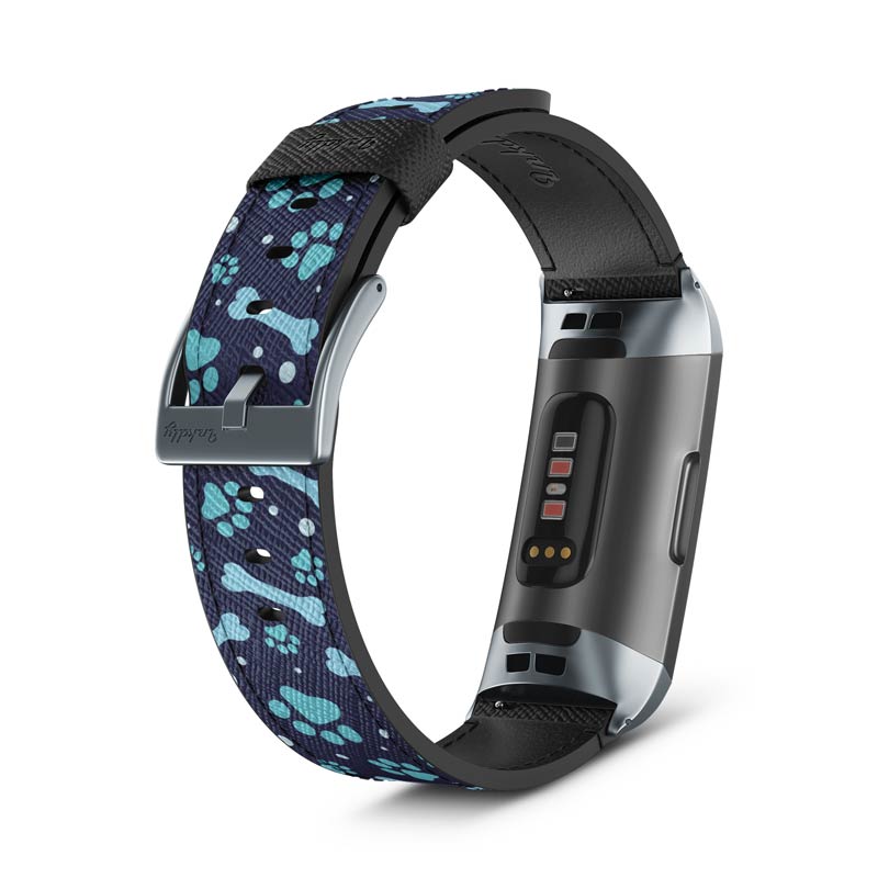 Inkdly Fitbit Charge 3 & Charge 4 Band - Doggo Blues Small Space Grey 