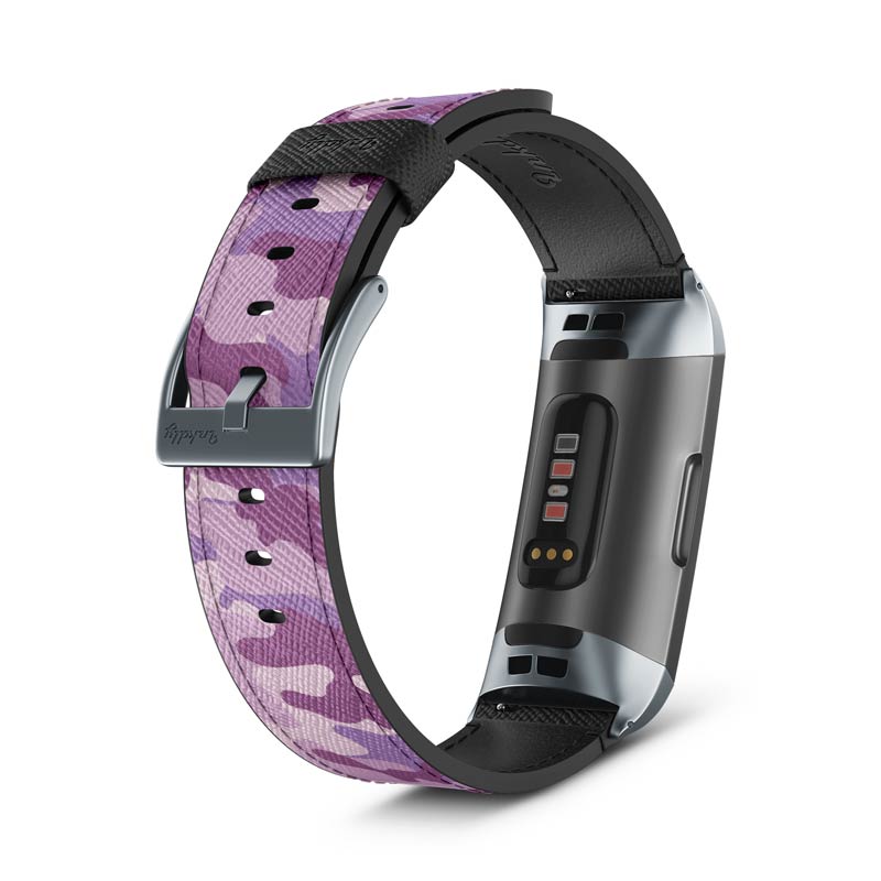 Inkdly Fitbit Charge 3 & Charge 4 Band - Blazing Camouflage Small Space Grey 