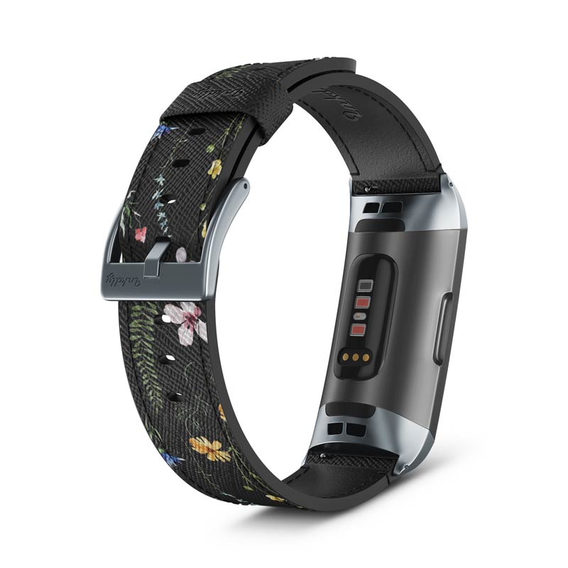 Inkdly Fitbit Charge 3 & Charge 4 Band - Floral Harvest Small Space Grey 
