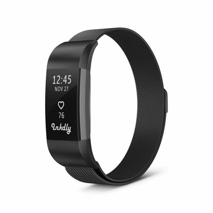 Milanese Fitbit Charge 2 Band Replacement Magnetic Lock Black Night  