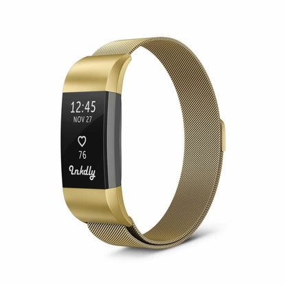 Milanese Fitbit Charge 2 Band Replacement Magnetic Lock Gold Honour  