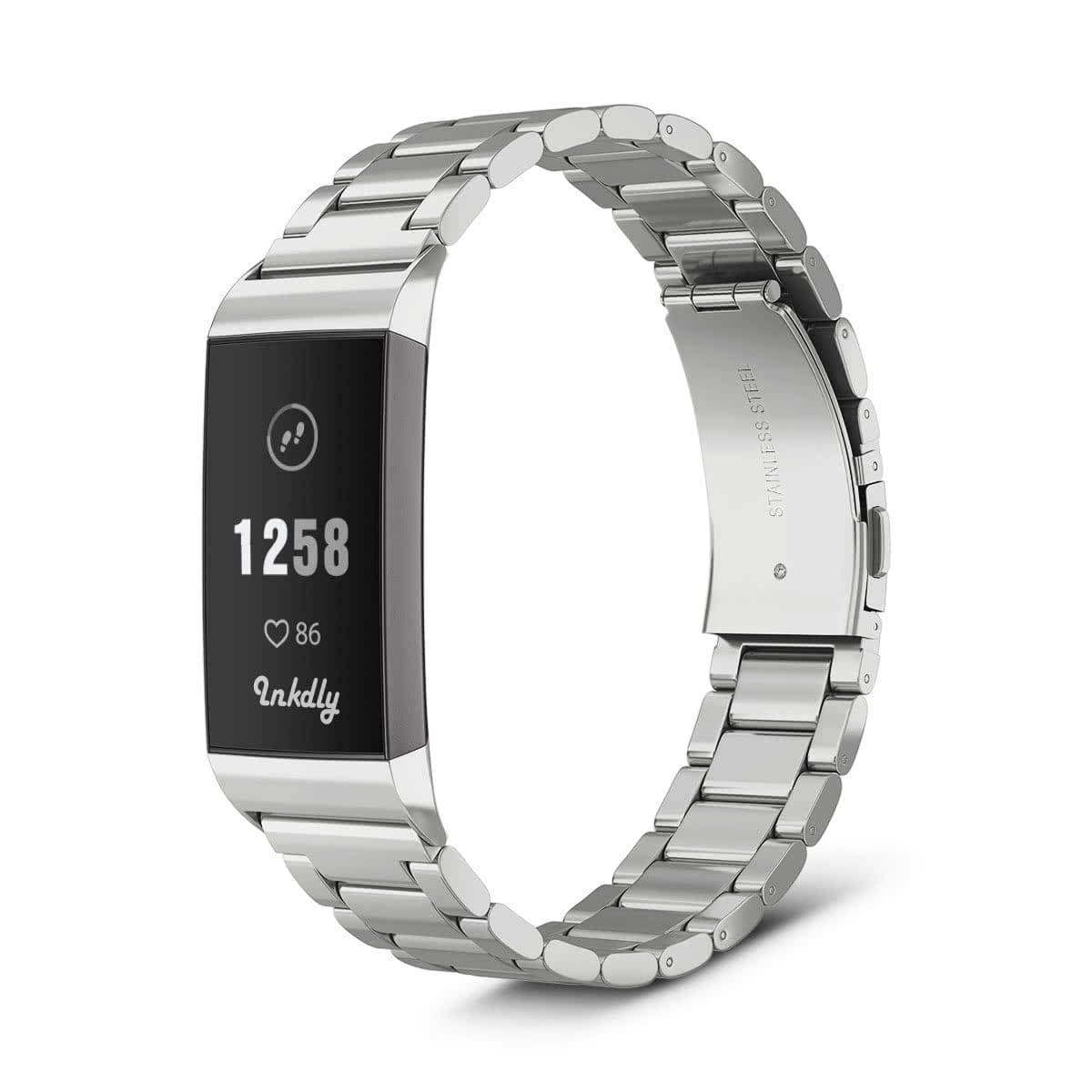 Boss Fitbit Charge 3 & Charge 4 Band Replacement Link Silver Steel  