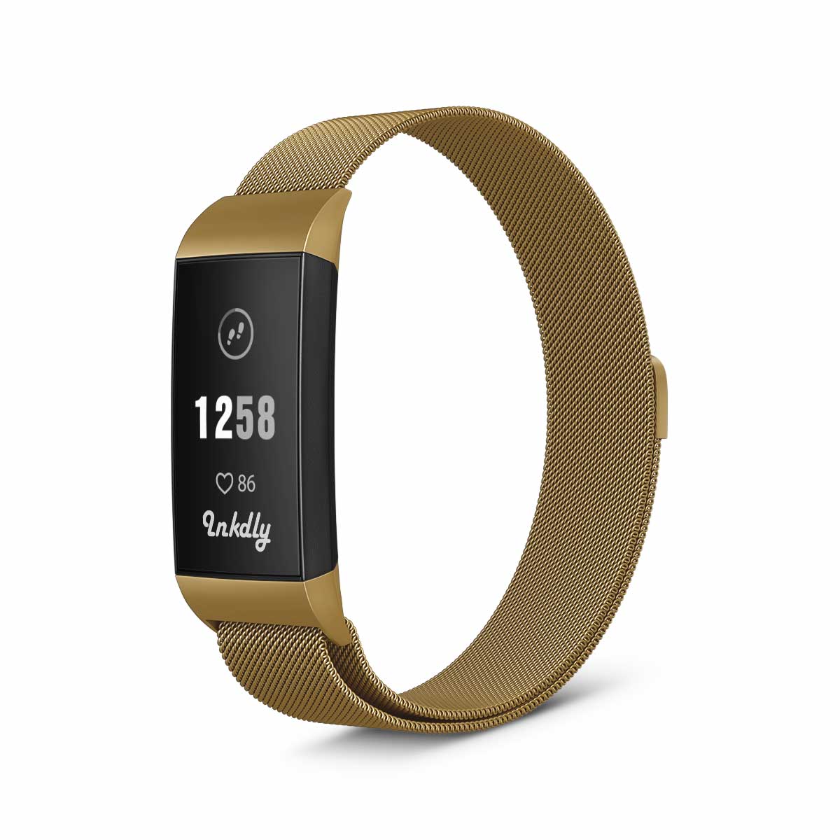 Milanese Fitbit Charge 3 & Charge 4 Band Replacement Magnetic Lock Gold Honour  
