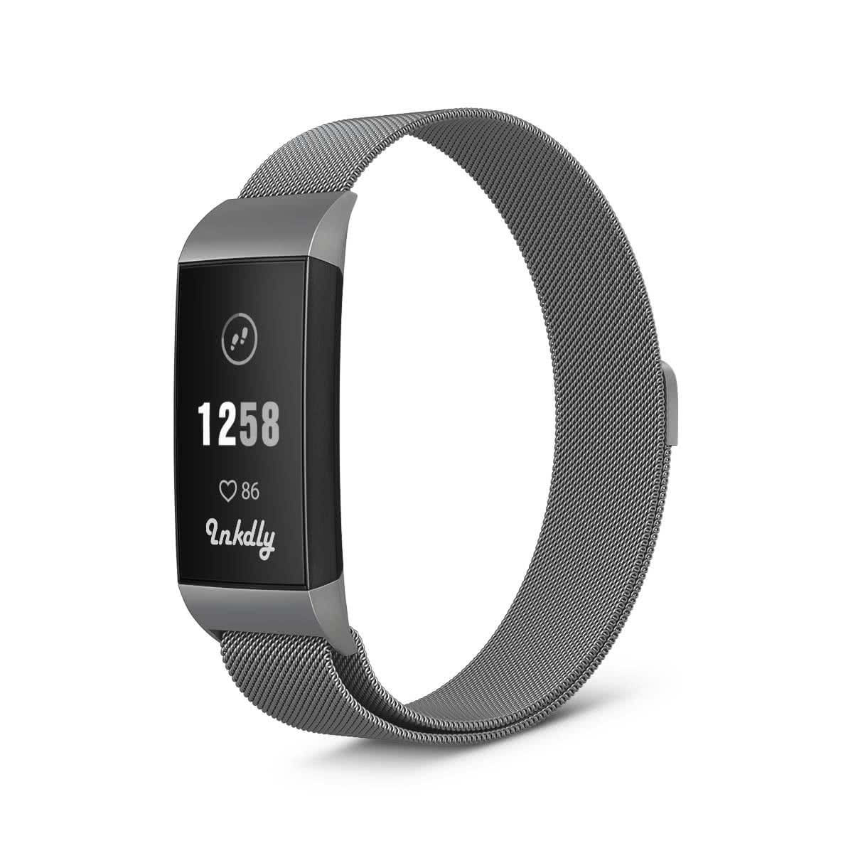 Milanese Fitbit Charge 3 & Charge 4 Band Replacement Magnetic Lock Silver Steel  
